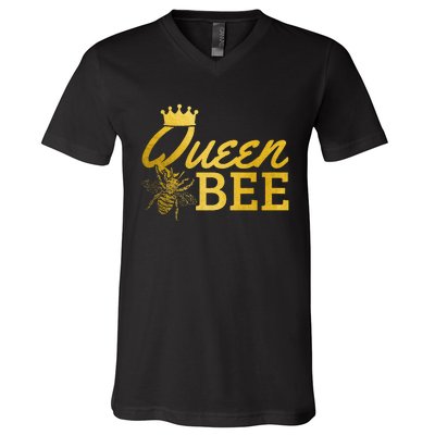 Queen Bee Beekeeper Beekeeping Vintage Funny Cute V-Neck T-Shirt