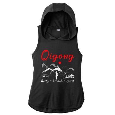 Qigong Body Breath Spirit Chinese Exercises Meditation Ladies PosiCharge Tri-Blend Wicking Draft Hoodie Tank