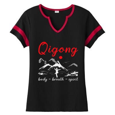 Qigong Body Breath Spirit Chinese Exercises Meditation Ladies Halftime Notch Neck Tee