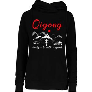 Qigong Body Breath Spirit Chinese Exercises Meditation Womens Funnel Neck Pullover Hood