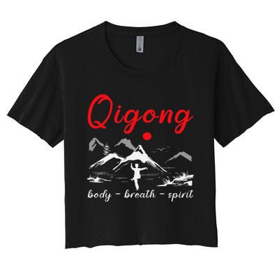 Qigong Body Breath Spirit Chinese Exercises Meditation Women's Crop Top Tee