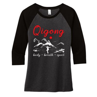 Qigong Body Breath Spirit Chinese Exercises Meditation Women's Tri-Blend 3/4-Sleeve Raglan Shirt