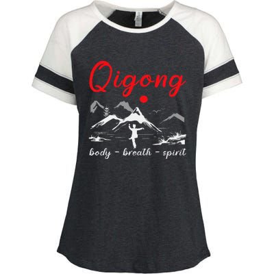 Qigong Body Breath Spirit Chinese Exercises Meditation Enza Ladies Jersey Colorblock Tee