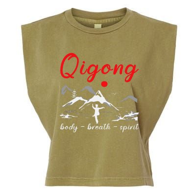 Qigong Body Breath Spirit Chinese Exercises Meditation Garment-Dyed Women's Muscle Tee