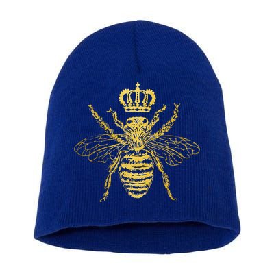 Queen Bee Beekeeper Beekeeping Vintage Funny Cute Bee Short Acrylic Beanie