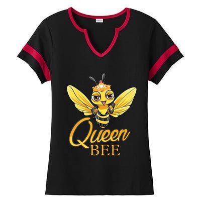 Queen Bee Crown Women Honey Bee Hive Beekeeping Ladies Halftime Notch Neck Tee