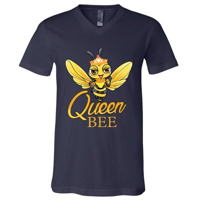 Queen Bee Crown Women Honey Bee Hive Beekeeping V-Neck T-Shirt