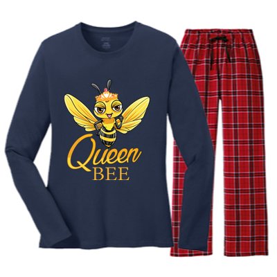 Queen Bee Crown Women Honey Bee Hive Beekeeping Women's Long Sleeve Flannel Pajama Set 