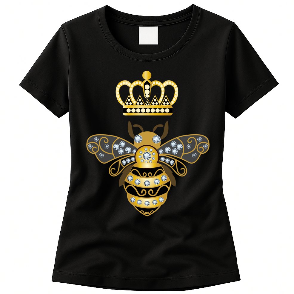 Queen Bee Crown Girl Honey Hive Beekeeping Bee Womens T-Shirt