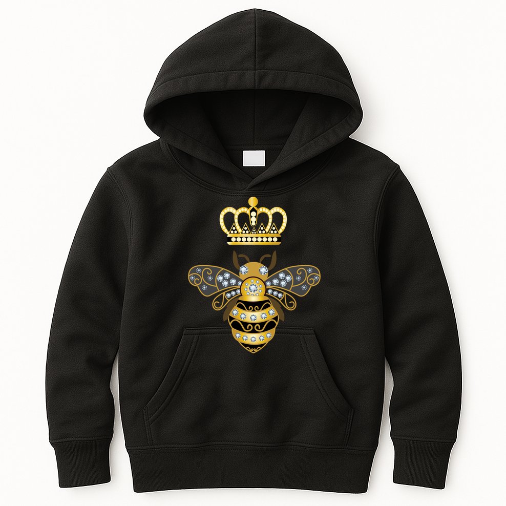 Queen Bee Crown Girl Honey Hive Beekeeping Bee Kids Hoodie