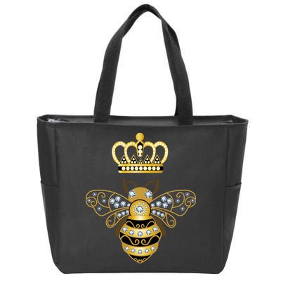 Queen Bee Crown Girl Honey Hive Beekeeping Bee Zip Tote Bag