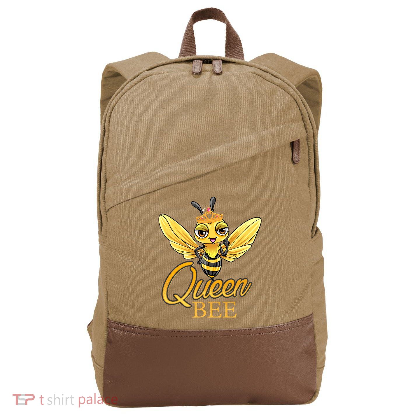 Queen Bee Crown Women Girls Honey Bee Hive Beekeeping Cool Gift Cotton Canvas Backpack