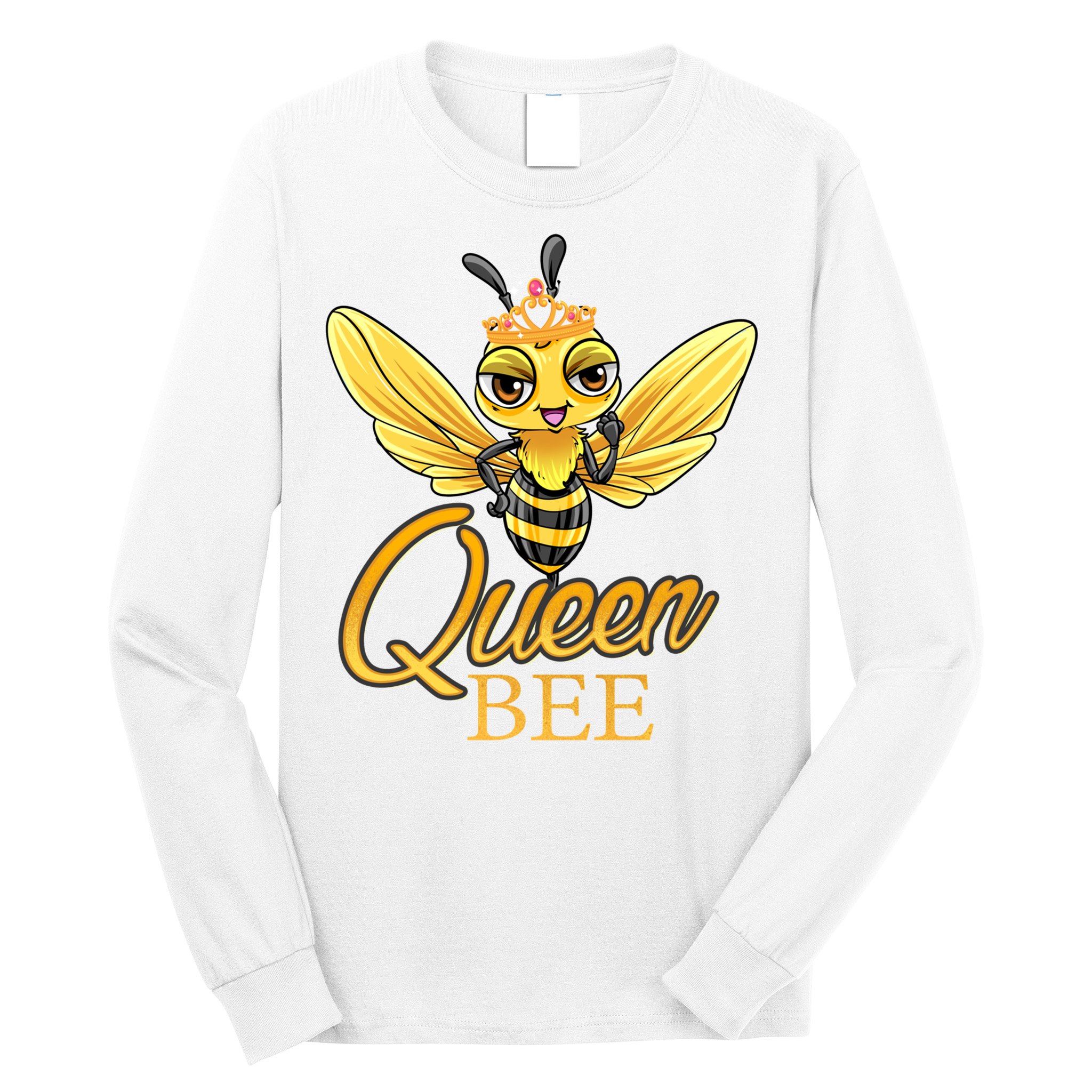 Queen Bee Crown Women Girls Honey Bee Hive Beekeeping Cool Gift Long Sleeve Shirt