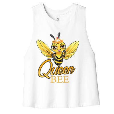 Queen Bee Crown Women Girls Honey Bee Hive Beekeeping Cool Gift Women's Racerback Cropped Tank