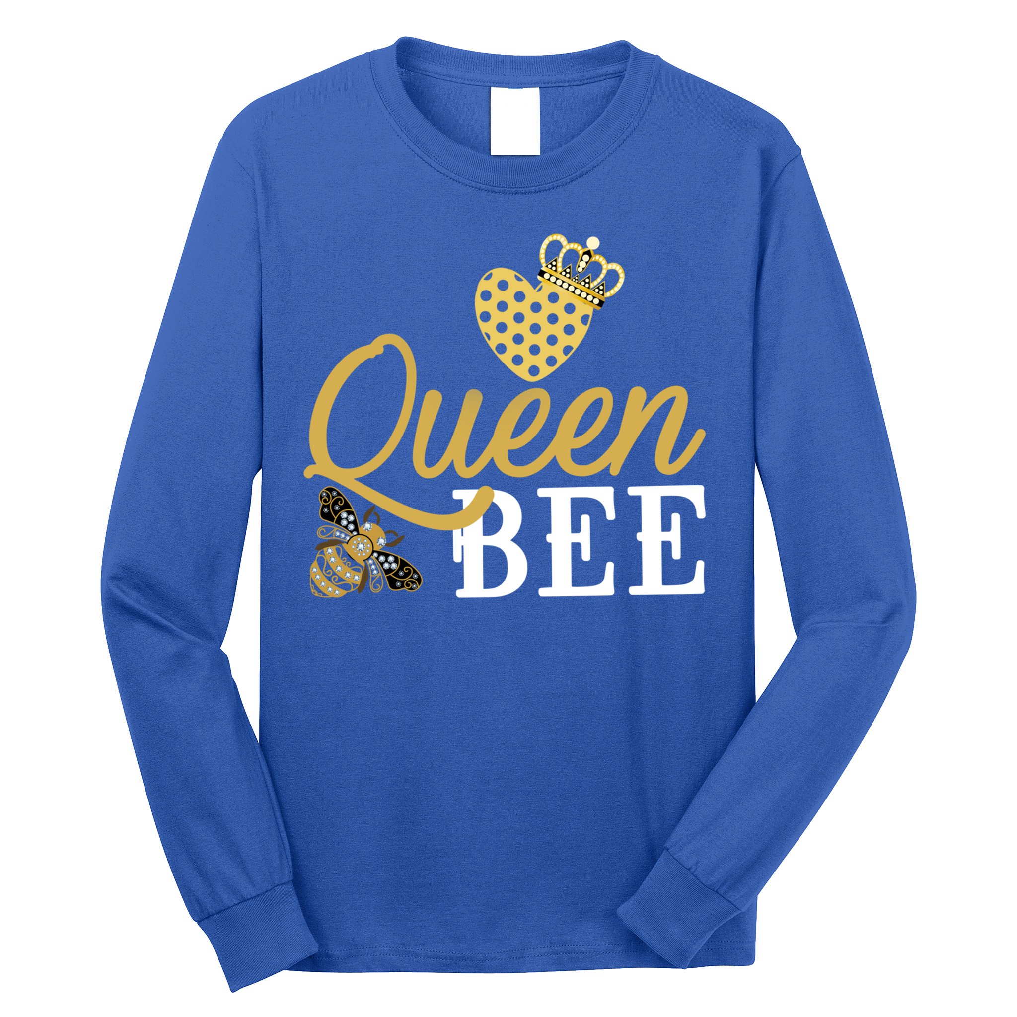 Queen Bee Crown Gift Beekeeper Valentine's Day Funny Gift Long Sleeve Shirt