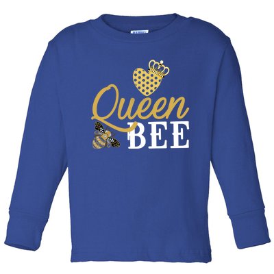 Queen Bee Crown Gift Beekeeper Valentine's Day Funny Gift Toddler Long Sleeve Shirt