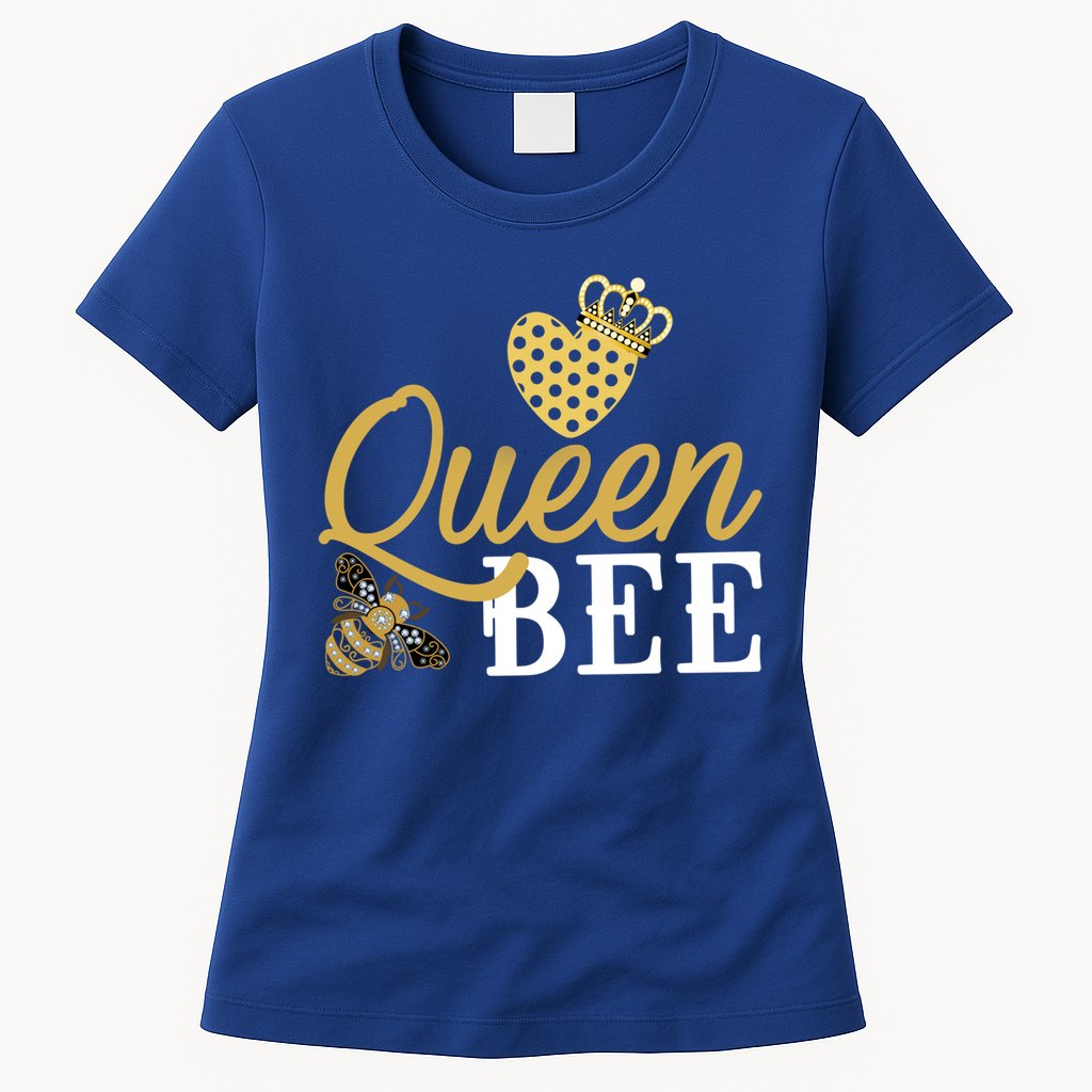 Queen Bee Crown Gift Beekeeper Valentine's Day Funny Gift Womens T-Shirt