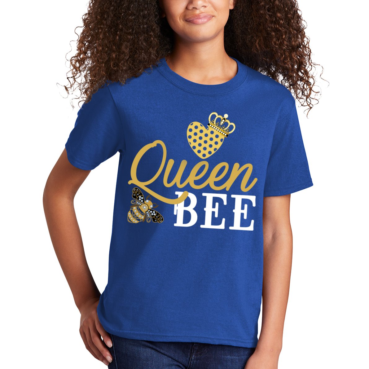 Queen Bee Crown Gift Beekeeper Valentine's Day Funny Gift Kids T-Shirt