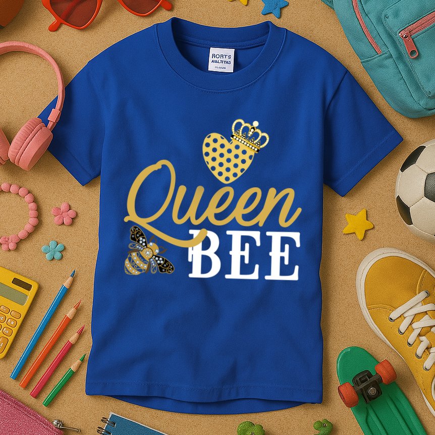 Queen Bee Crown Gift Beekeeper Valentine's Day Funny Gift Kids T-Shirt