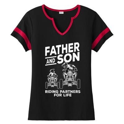 Quad Bike Father And Son Riding Partners For Life ATV Ladies Halftime Notch Neck Tee