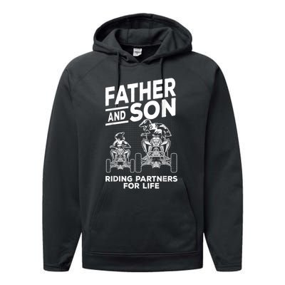 Quad Bike Father And Son Riding Partners For Life ATV Performance Fleece Hoodie