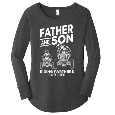 Quad Bike Father And Son Riding Partners For Life ATV Women's Perfect Tri Tunic Long Sleeve Shirt