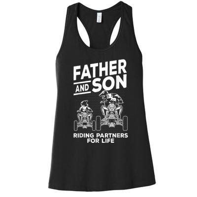 Quad Bike Father And Son Riding Partners For Life ATV Women's Racerback Tank