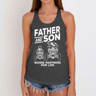 Quad Bike Father And Son Riding Partners For Life ATV Women's Knotted Racerback Tank