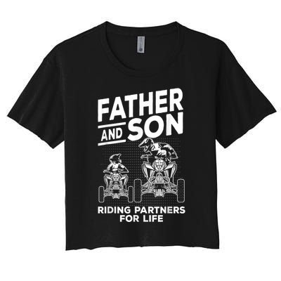 Quad Bike Father And Son Riding Partners For Life ATV Women's Crop Top Tee