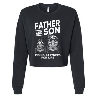 Quad Bike Father And Son Riding Partners For Life ATV Cropped Pullover Crew