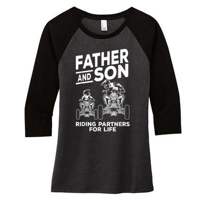 Quad Bike Father And Son Riding Partners For Life ATV Women's Tri-Blend 3/4-Sleeve Raglan Shirt