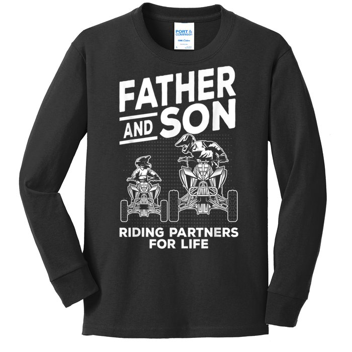 Quad Bike Father And Son Riding Partners For Life ATV Kids Long Sleeve Shirt