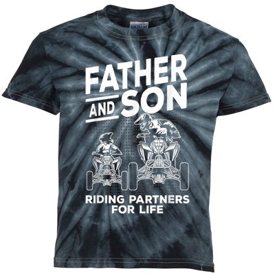 Quad Bike Father And Son Riding Partners For Life ATV Kids Tie-Dye T-Shirt