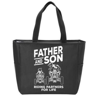 Quad Bike Father And Son Riding Partners For Life ATV Zip Tote Bag