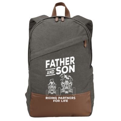 Quad Bike Father And Son Riding Partners For Life ATV Cotton Canvas Backpack