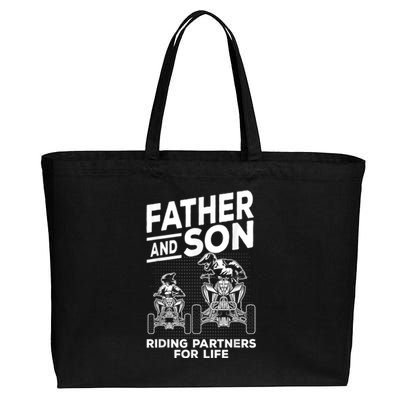 Quad Bike Father And Son Riding Partners For Life ATV Cotton Canvas Jumbo Tote