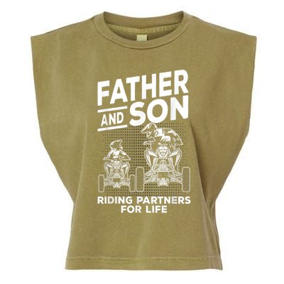 Quad Bike Father And Son Riding Partners For Life ATV Garment-Dyed Women's Muscle Tee