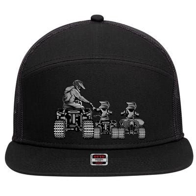 Quad Bike Father And Son Four Wheeler Atv Gift 7 Panel Mesh Trucker Snapback Hat
