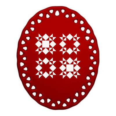 Quilt Block For Quilters Ceramic Oval Ornament