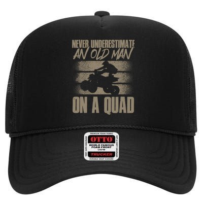 Quad Bike Funny Four Wheeler Quad An Old Man On A Quad ATV High Crown Mesh Back Trucker Hat