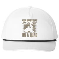 Quad Bike Funny Four Wheeler Quad An Old Man On A Quad ATV Snapback Five-Panel Rope Hat