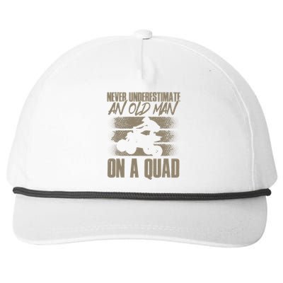 Quad Bike Funny Four Wheeler Quad An Old Man On A Quad ATV Snapback Five-Panel Rope Hat