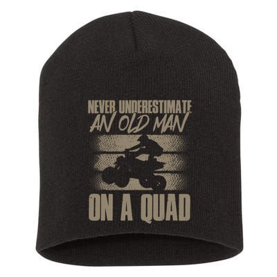 Quad Bike Funny Four Wheeler Quad An Old Man On A Quad ATV Short Acrylic Beanie