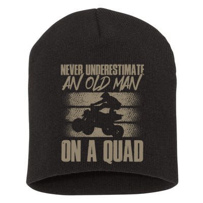 Quad Bike Funny Four Wheeler Quad An Old Man On A Quad ATV Short Acrylic Beanie