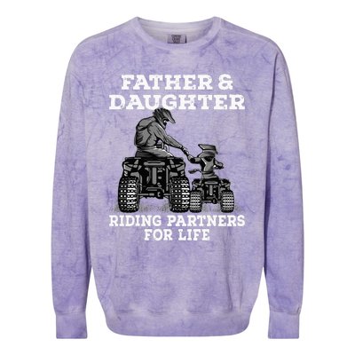 Quad Bike Father And Daughter Riding Partners ATV Colorblast Crewneck Sweatshirt