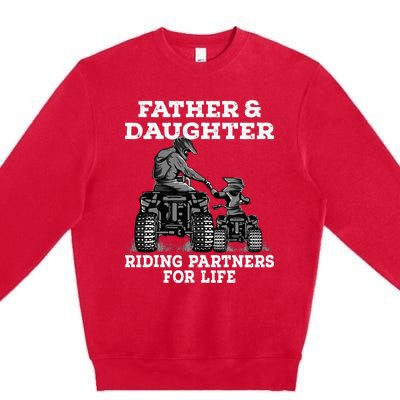 Quad Bike Father And Daughter Riding Partners ATV Premium Crewneck Sweatshirt