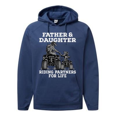 Quad Bike Father And Daughter Riding Partners ATV Performance Fleece Hoodie