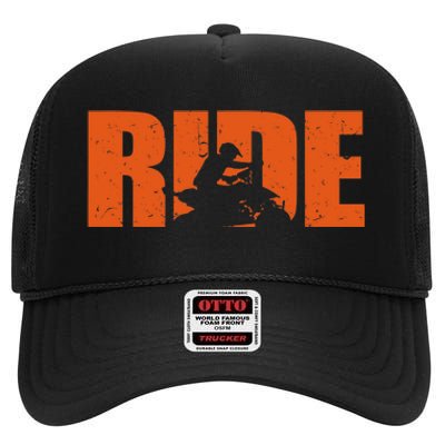 Quad Bike Funny Quad Biker RIDE Four Wheeler Quad ATV High Crown Mesh Back Trucker Hat