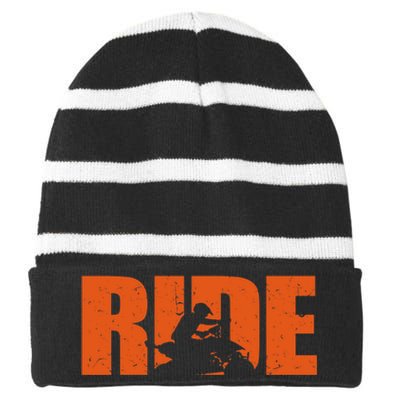 Quad Bike Funny Quad Biker RIDE Four Wheeler Quad ATV Striped Beanie with Solid Band