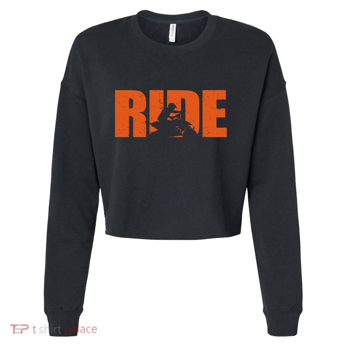 Quad Bike Funny Quad Biker RIDE Four Wheeler Quad ATV Cropped Pullover Crew